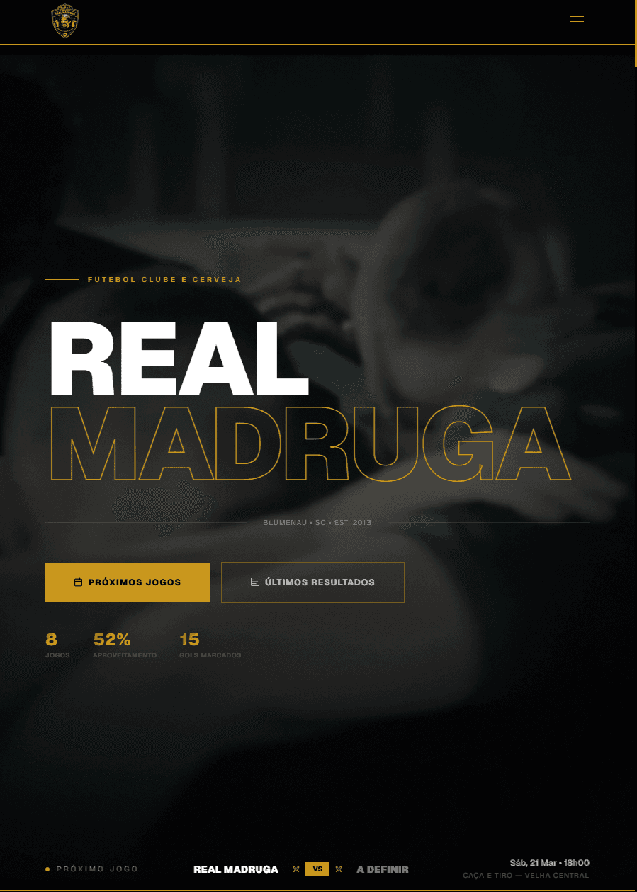 Demonstração de site para Real Madruga F.C.C