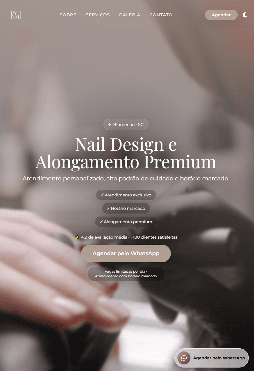 Demonstração de site para Layout Nail-Design